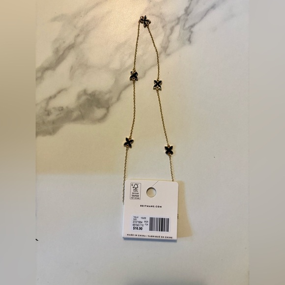 Gold and Black Flower Charm Necklace - Picture 4 of 6